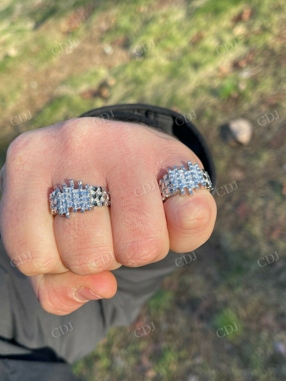 10K White Gold Baguette Diamond Ring  customdiamjewel   