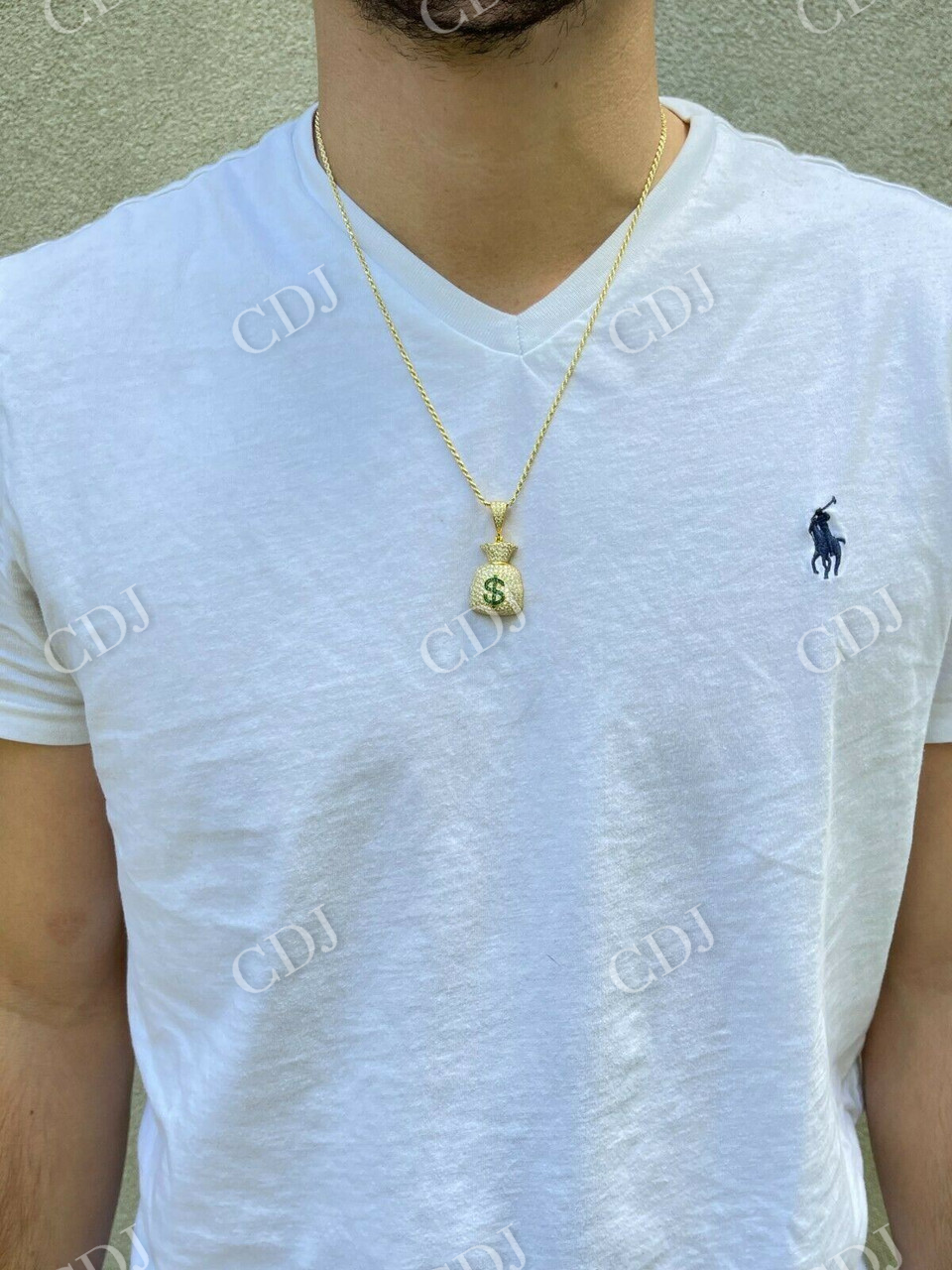 Silver/ Gold Money Bag Dollar Pendant  customdiamjewel   