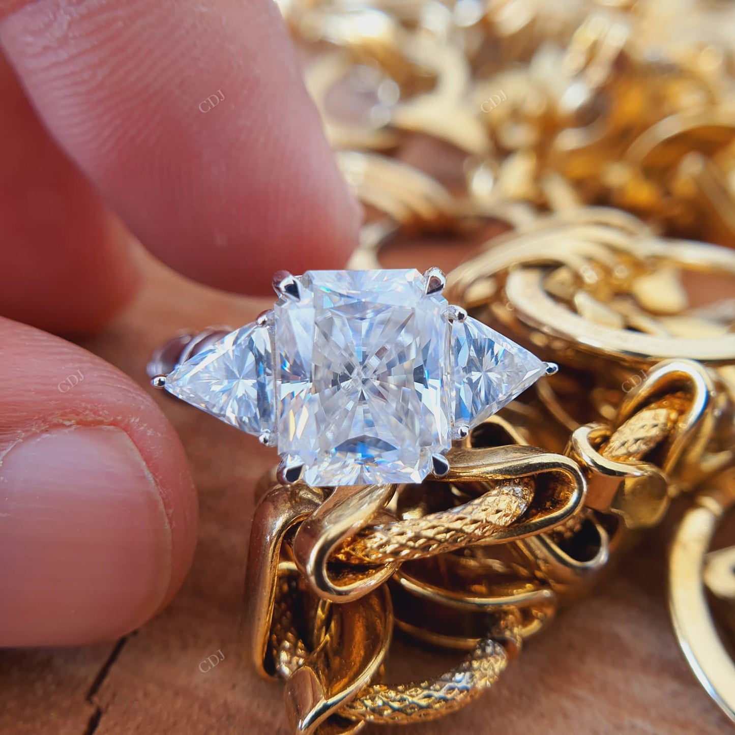 Cushion Lab-Grown Diamond Trilogy Ring