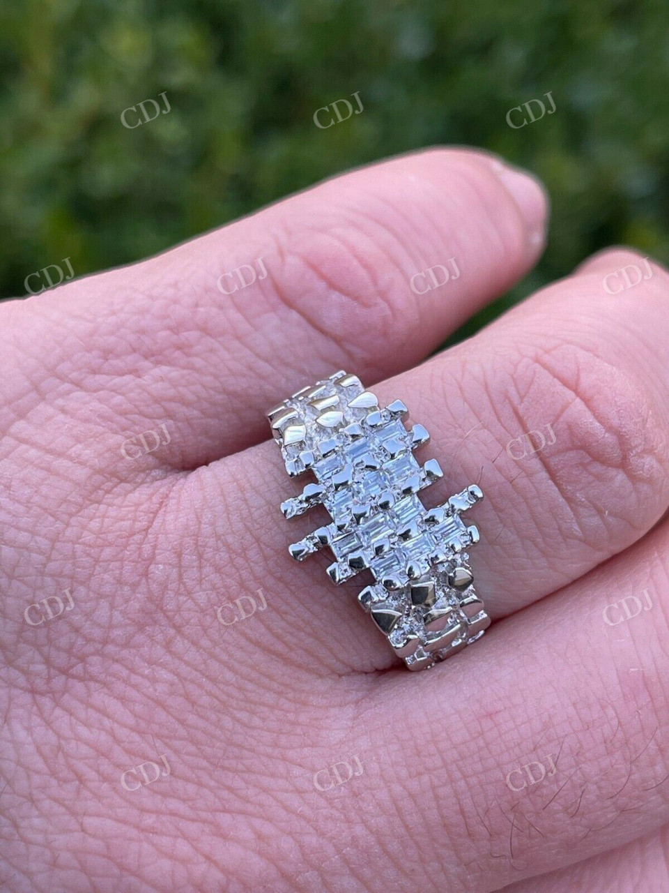 10K White Gold Baguette Diamond Ring  customdiamjewel   