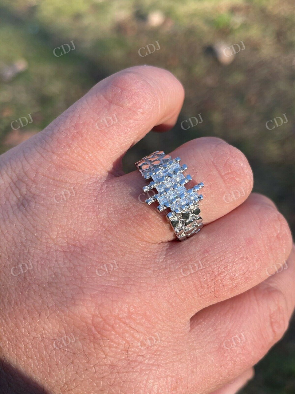 10K White Gold Baguette Diamond Ring  customdiamjewel   