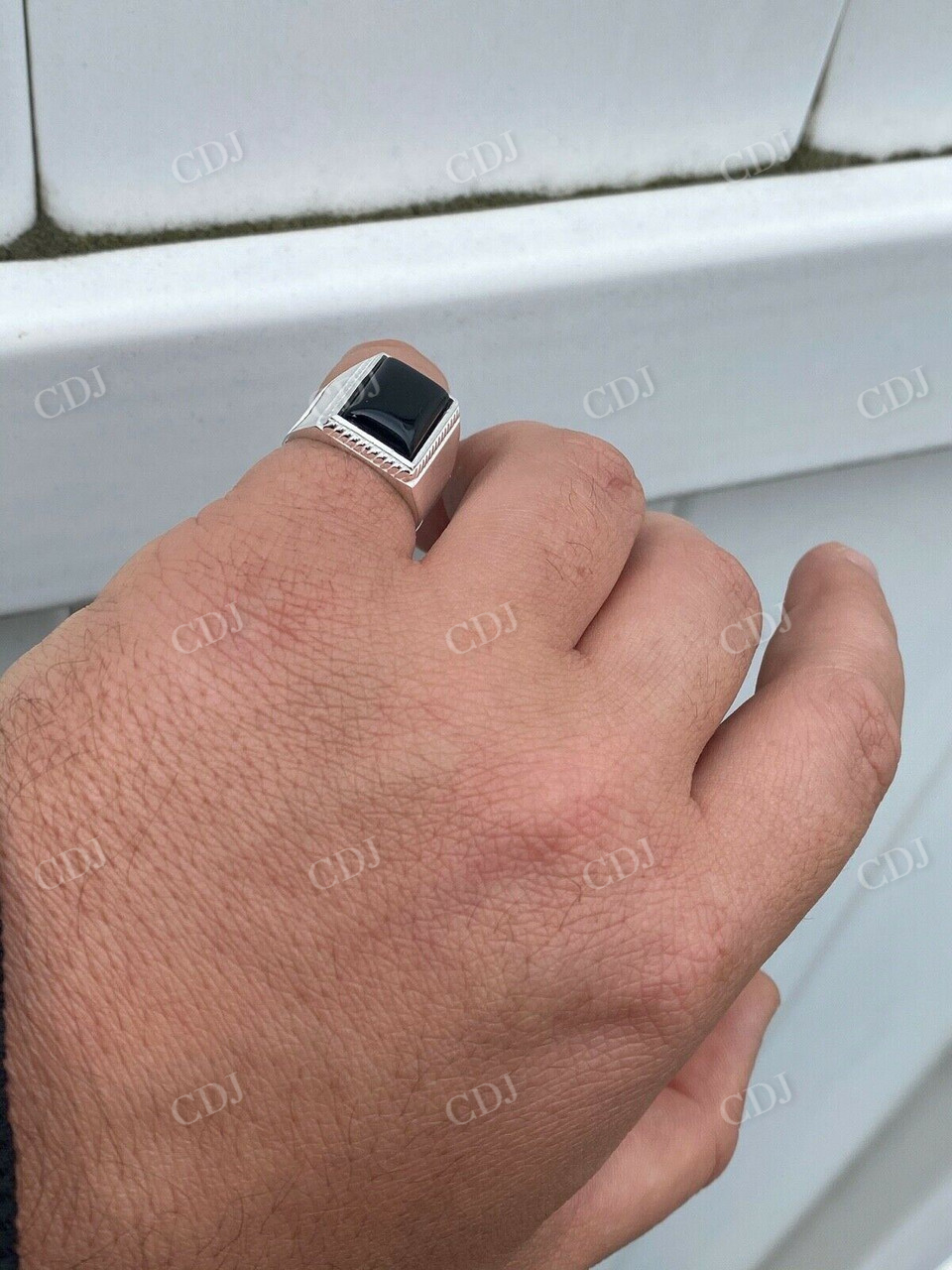 925 Sterling Silver Black Onyx Signet Ring  customdiamjewel   