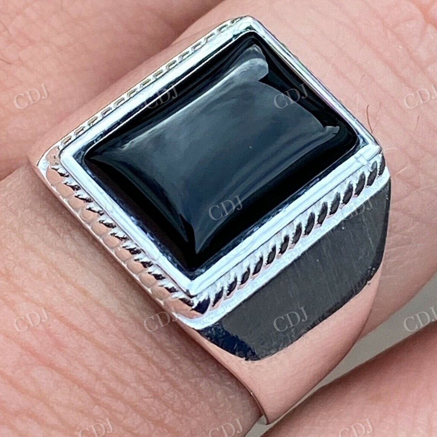 925 Sterling Silver Black Onyx Signet Ring  customdiamjewel   