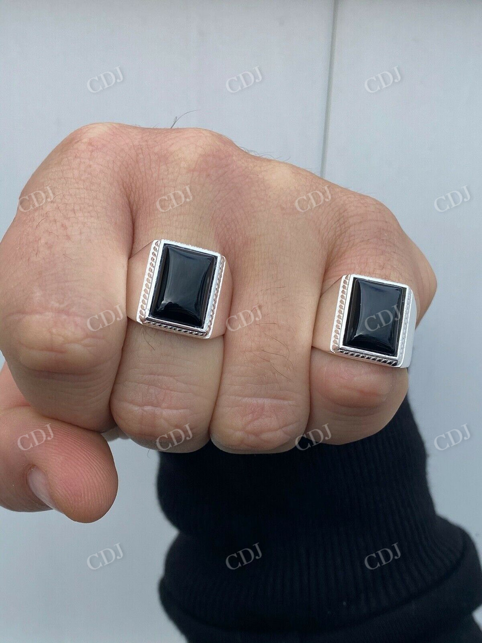 925 Sterling Silver Black Onyx Signet Ring  customdiamjewel   