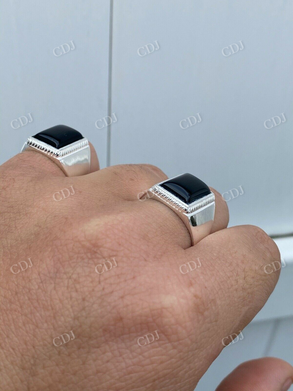 925 Sterling Silver Black Onyx Signet Ring  customdiamjewel   