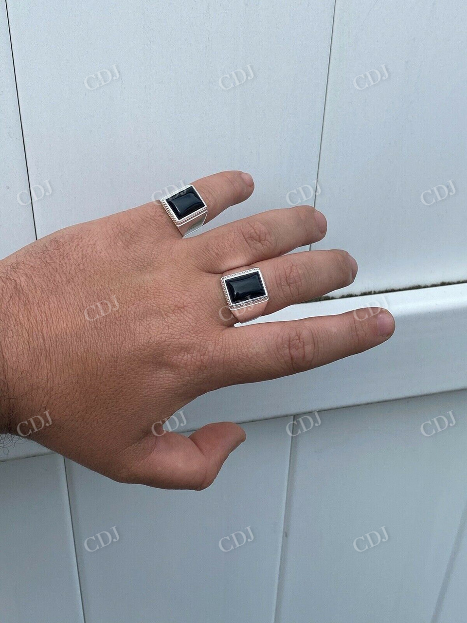 925 Sterling Silver Black Onyx Signet Ring  customdiamjewel   