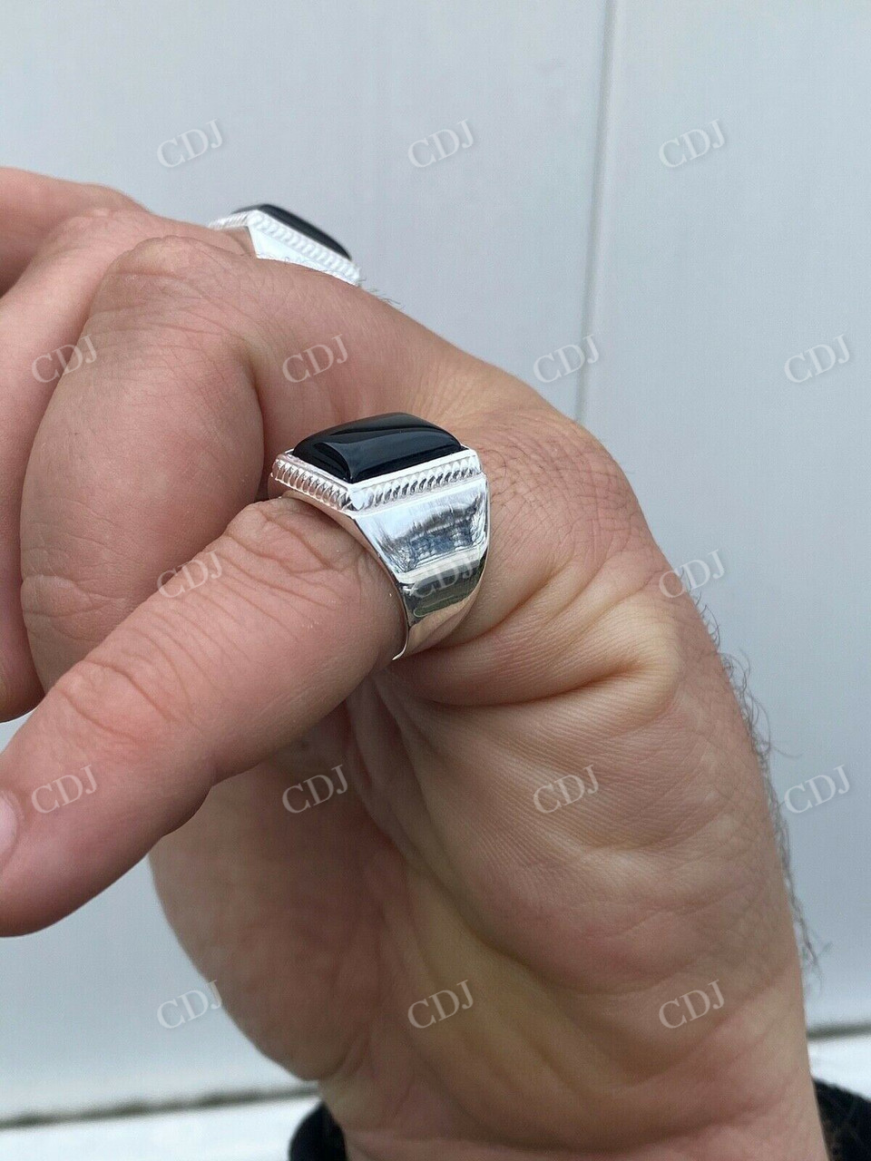 925 Sterling Silver Black Onyx Signet Ring  customdiamjewel   