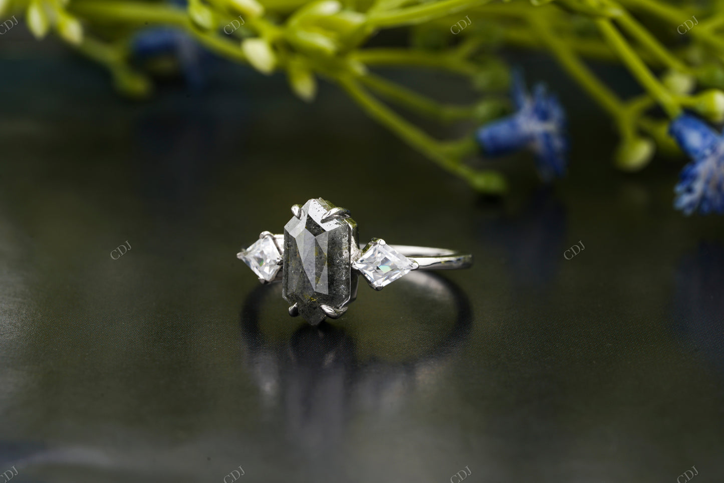 Hexagon Lab-Grown Diamond Trillogy Ring customdiamjewel