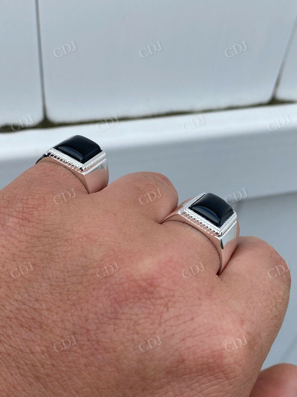 925 Sterling Silver Black Onyx Signet Ring  customdiamjewel   