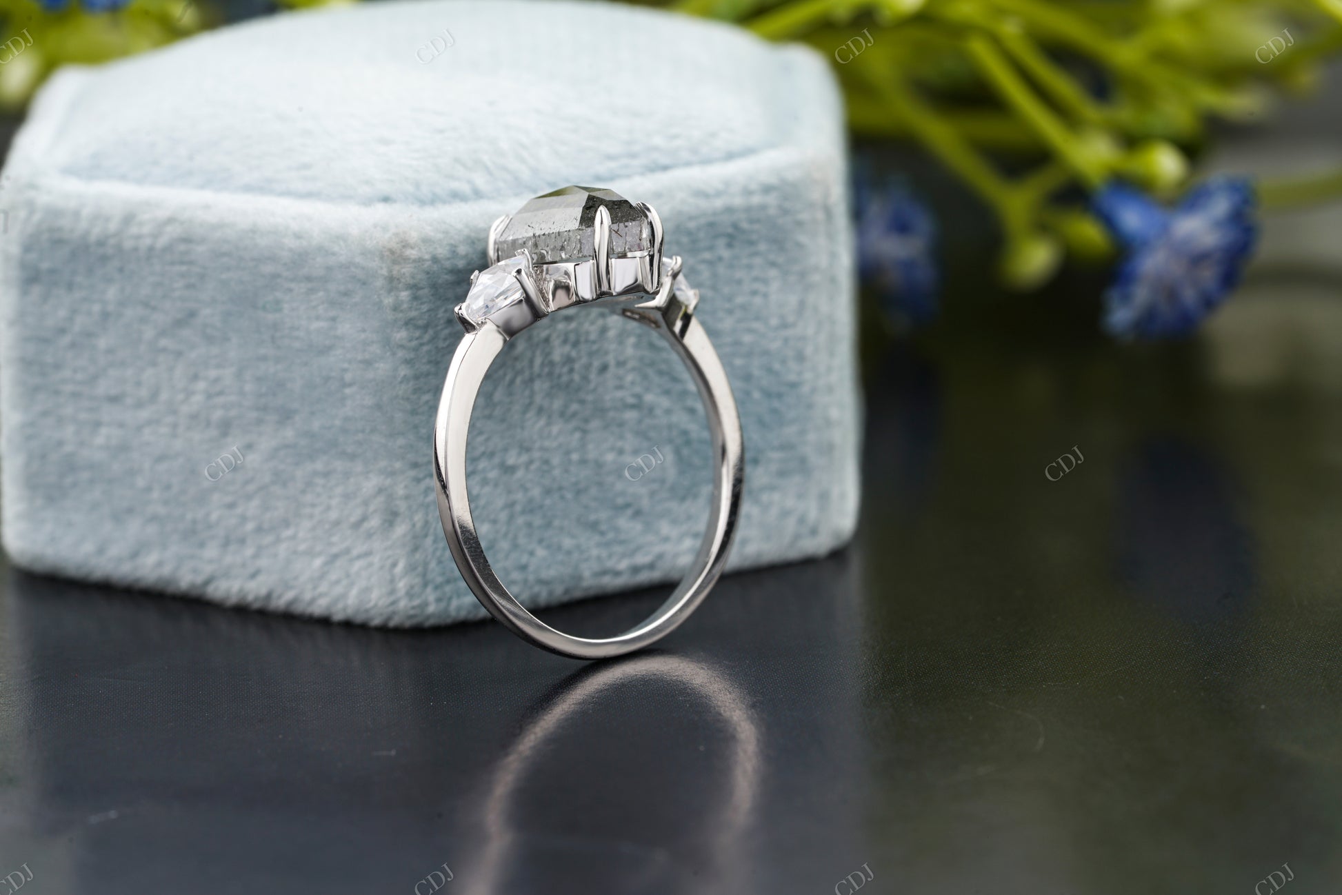 Hexagon Lab-Grown Diamond Trillogy Ring customdiamjewel