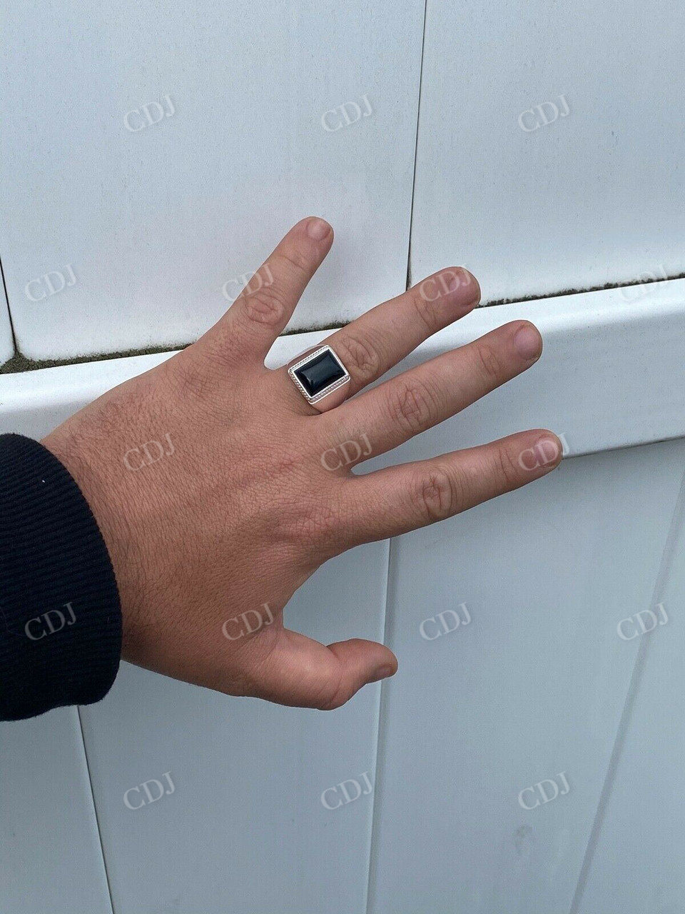 925 Sterling Silver Black Onyx Signet Ring  customdiamjewel   