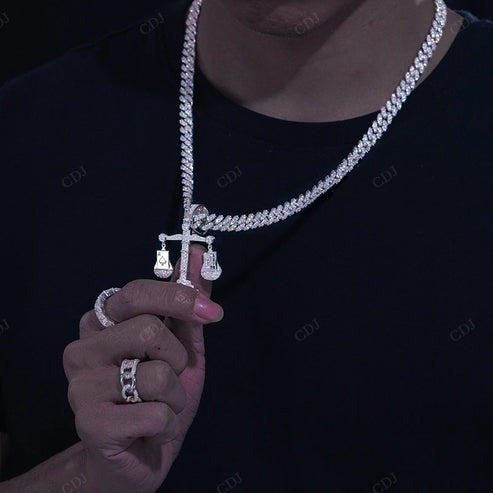 18K Solid Yellow Gold Diamond Scale Pendant hip hop jewelry CustomDiamJewel