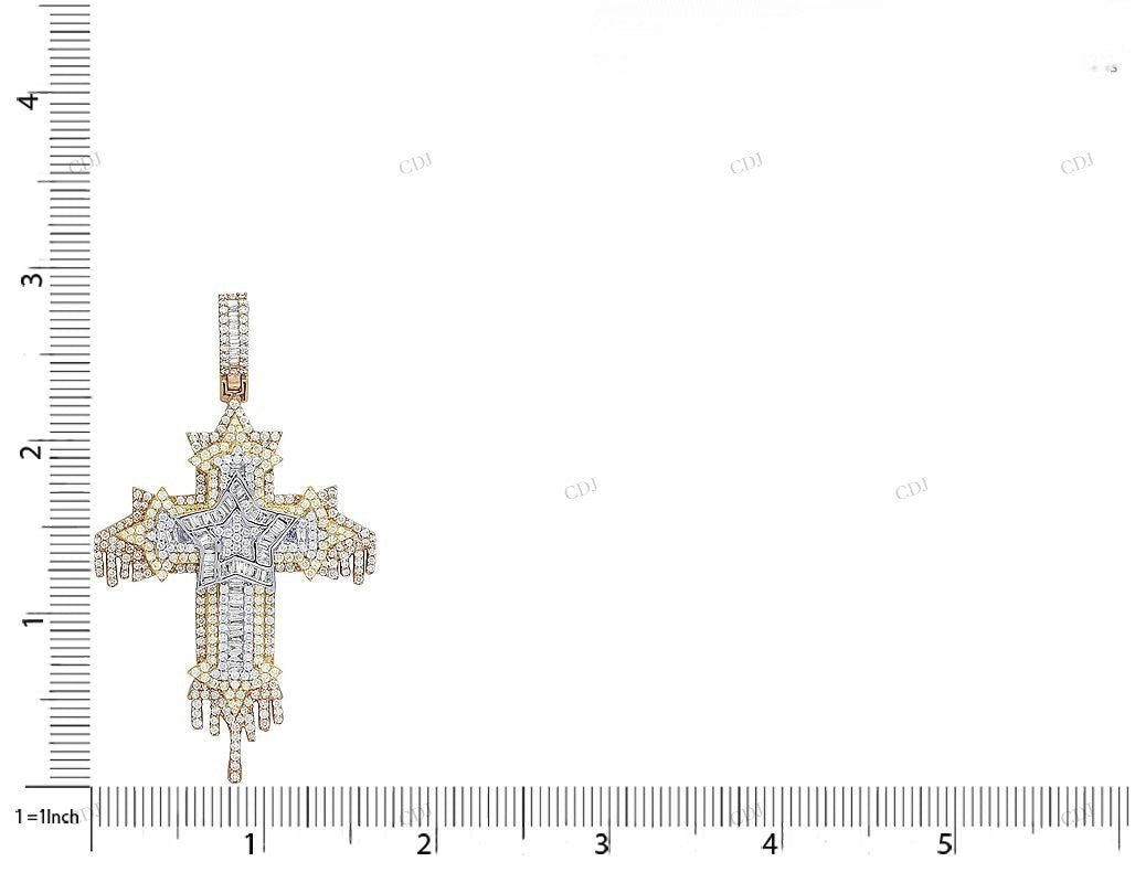 Tri Tone Dripping Cross Pendant hip hop jewelry CustomDiamJewel