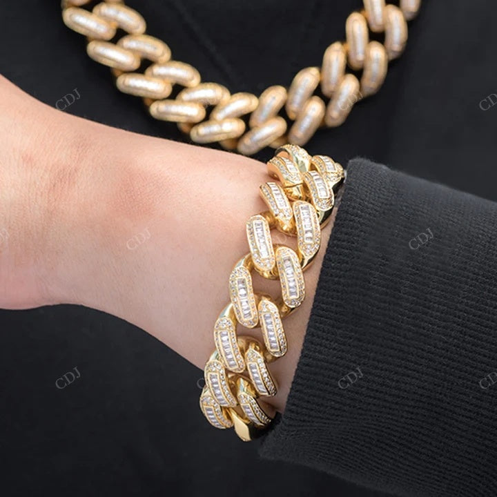 Yellow Gold Plated Full Ice Out Cuban Link Hip Hop Bracelet hip hop jewelry CustomDiamJewel