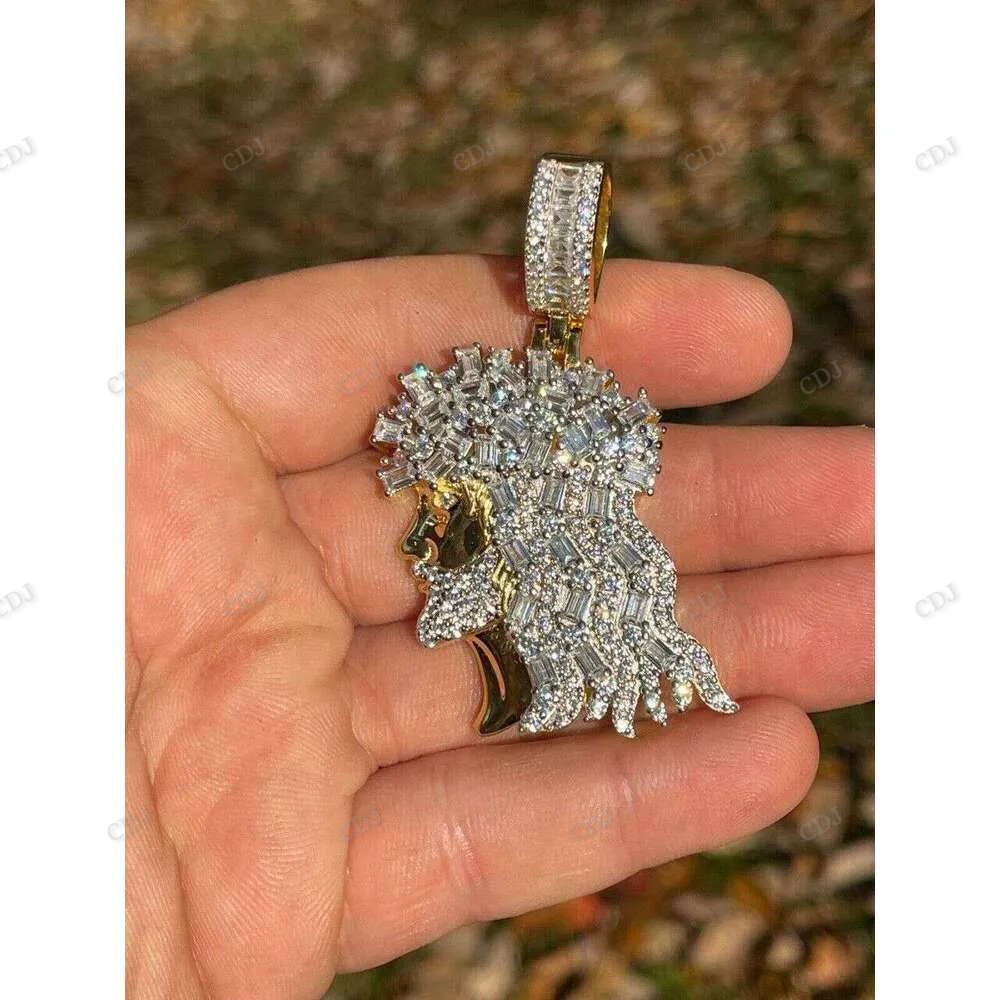 Moissanite Fully Iced Out Jesus Head Pendant hip hop jewelry CustomDiamJewel