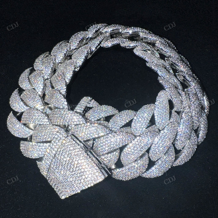 20MM Diamond Silver Curb Link Cuban Chain hip hop jewelry CustomDiamJewel