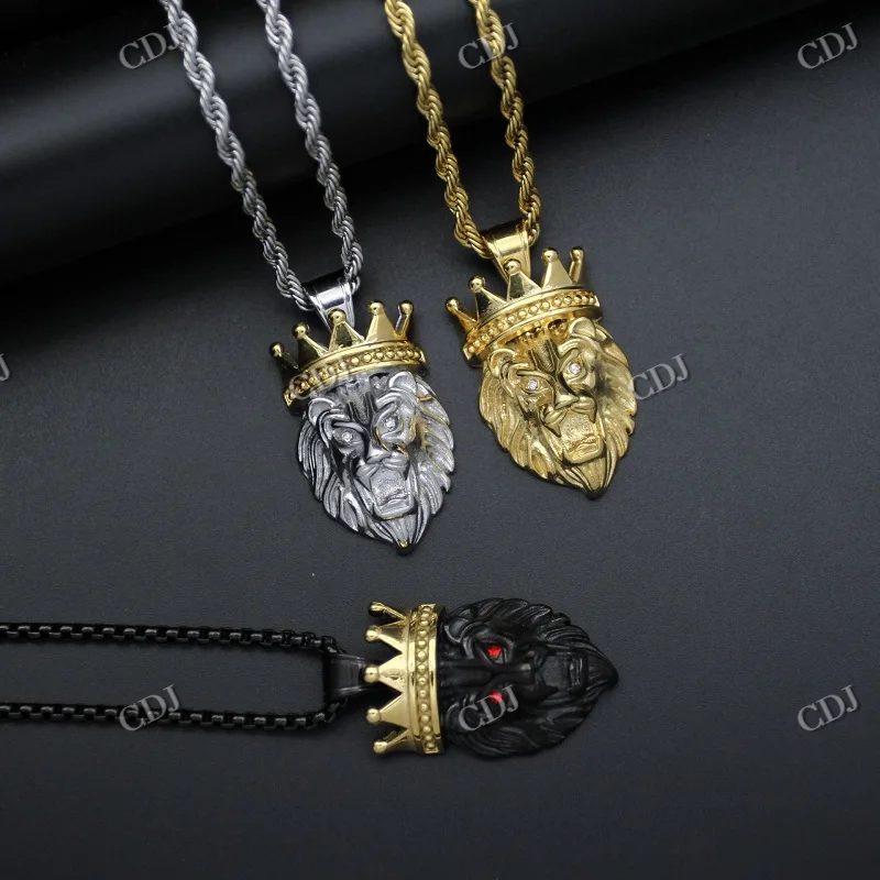 High Quality Lion Face Solid Gold Hip Hop Pendant hip hop jewelry CustomDiamJewel
