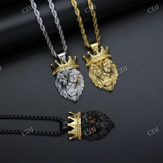 High Quality Lion Face Solid Gold Hip Hop Pendant hip hop jewelry CustomDiamJewel