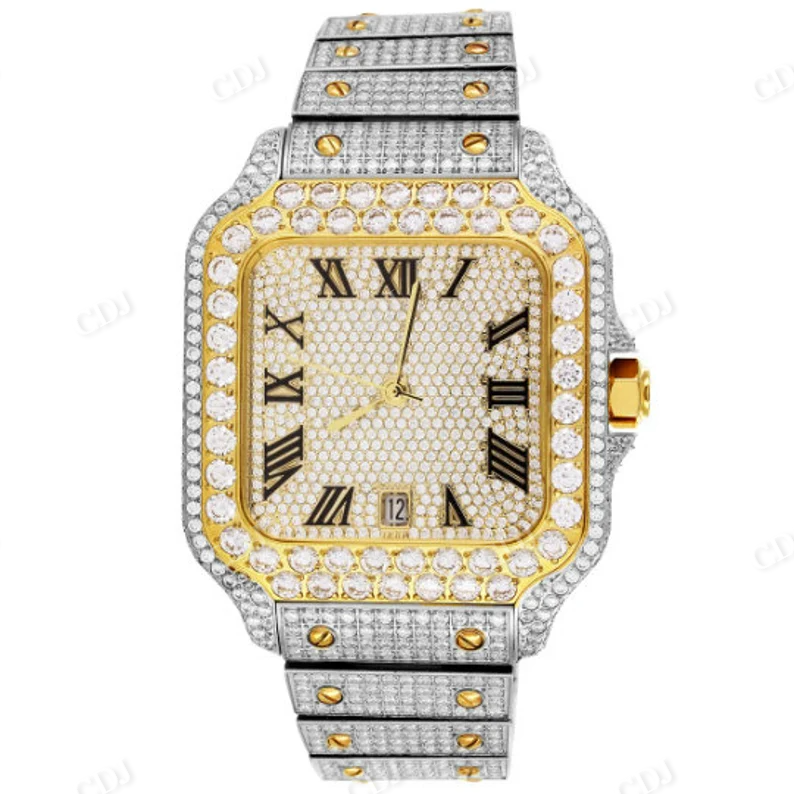 Cartier Bling Bling VVS Diamond Iced Out Luxury Men Wrist Watch customdiamjewel