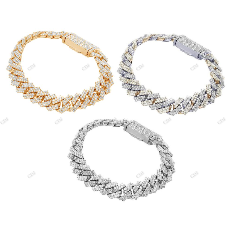 Popular Two Row Silver Moissanite Chanky Bracelet