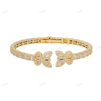 Real Diamond Butterfly Bangle Bracelet hip hop jewelry CustomDiamJewel