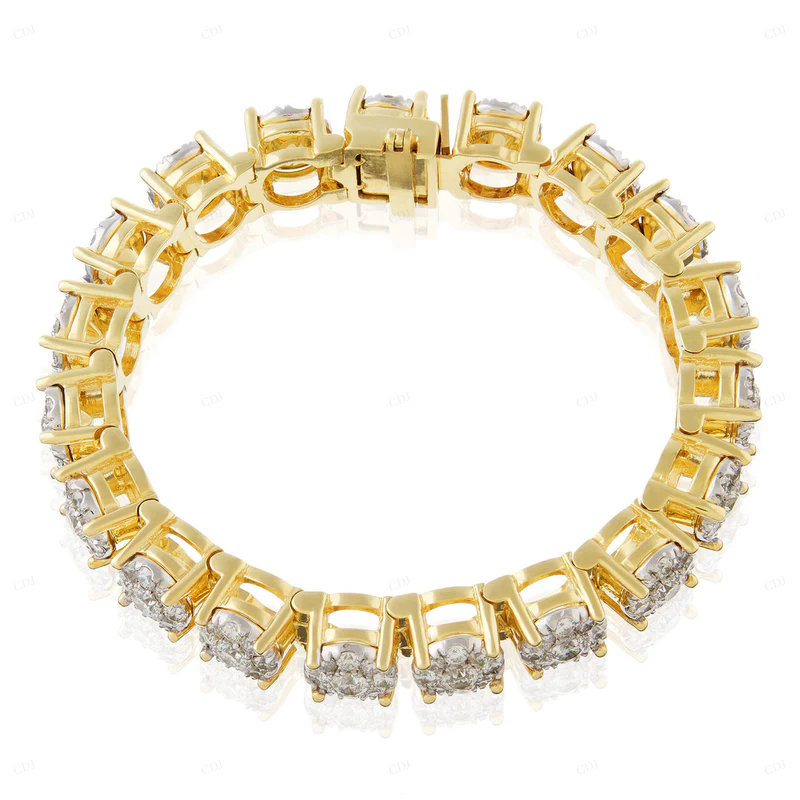 Round VVS Moissanite Yellow Gold Tennis Bracelet CustomDiamJewel