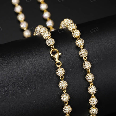Hot Selling 10mm Moissanite Iced out Beads Chain Necklace hip hop jewelry CustomDiamJewel