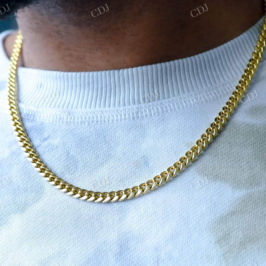 Hip Hop 6MM Solid Yellow Gold Miami Cuban Link Chain