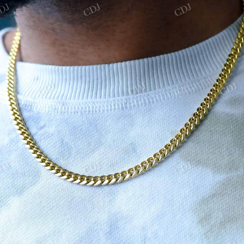 Solid Yellow Gold Hip Hop Rapper Men Cuban Chain  customdiamjewel   