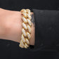 Yellow Gold Plated Full Ice Out Cuban Link Hip Hop Bracelet hip hop jewelry CustomDiamJewel
