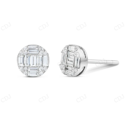 0.73 CT Baguette Diamond Cluster Circle Studs Stud earrings CustomDiamJewel