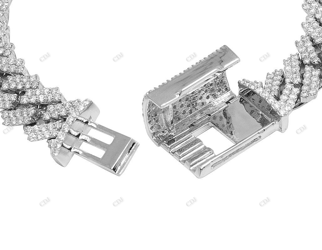 Popular Two Row Silver Moissanite Chanky Bracelet