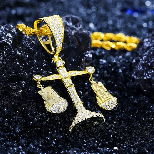 18K Solid Yellow Gold Diamond Scale Pendant hip hop jewelry CustomDiamJewel