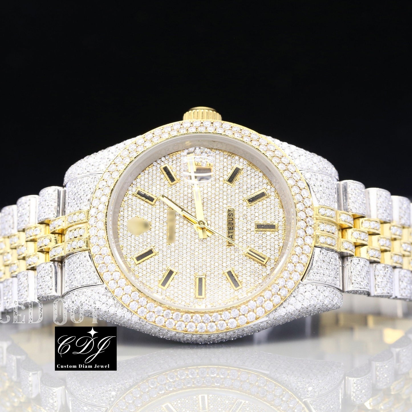 Custom Rolex Moissanite Passes Diamond Tester Wrist Watch customdiamjewel