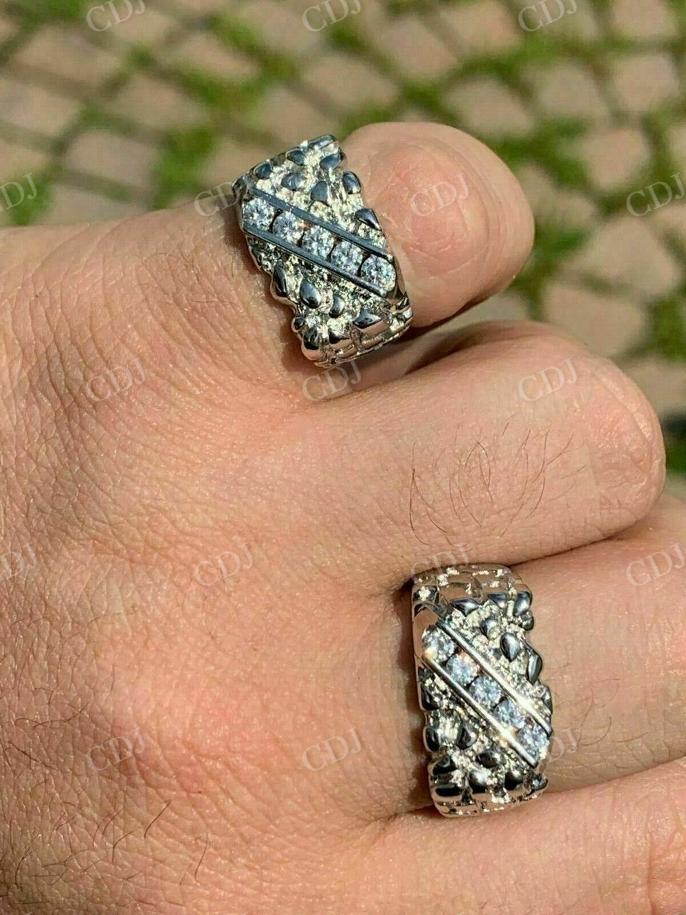 Mens Solid Gold CVD Diamond Iced Hip Hop Ring  customdiamjewel   