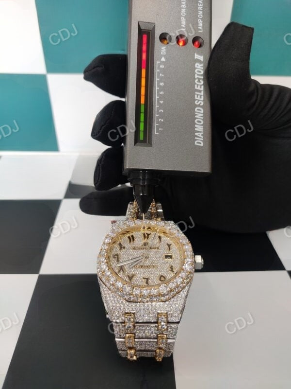 Classic AP Colorless Moissanite Diamond Two Tone Arabic Dial Modified Watch customdiamjewel