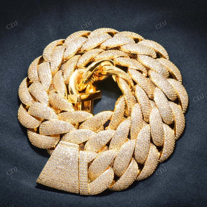 20MM Diamond Silver Curb Link Cuban Chain hip hop jewelry CustomDiamJewel