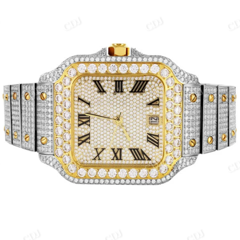 Cartier Bling Bling VVS Diamond Iced Out Luxury Men Wrist Watch customdiamjewel