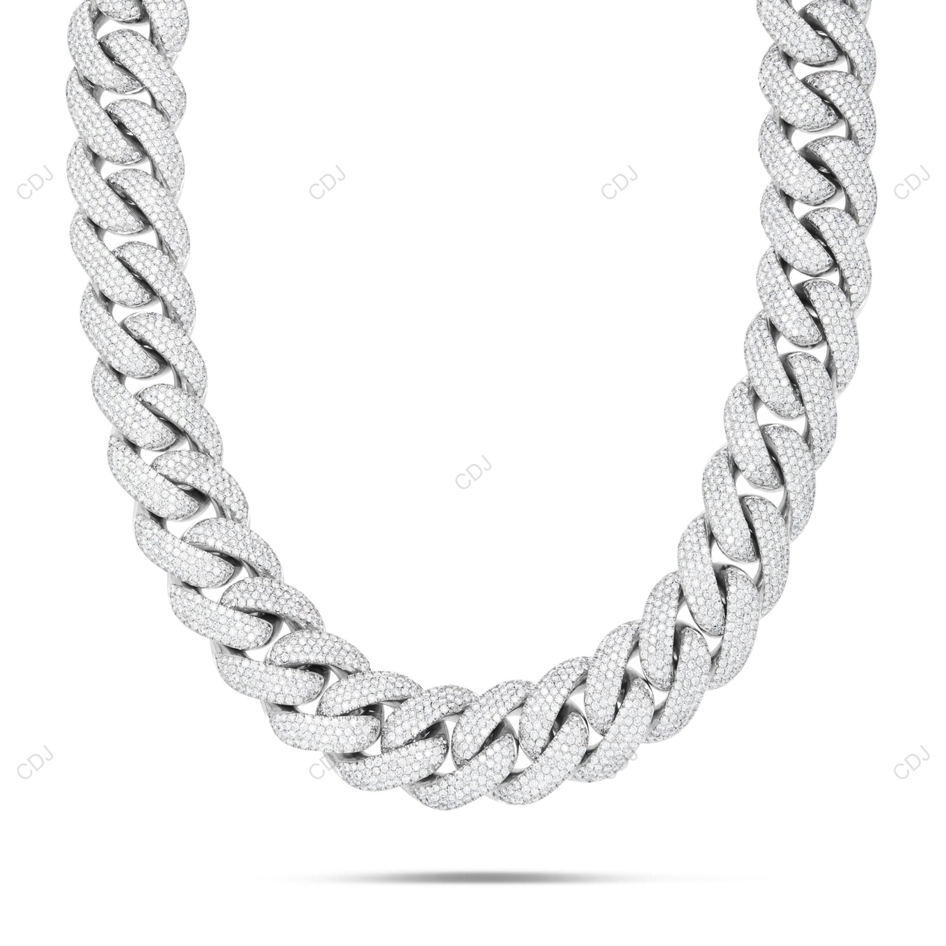 925 Sterling 18k White Gold Plated Cuban Chain CustomDiamJewel
