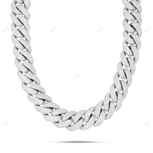 925 Sterling 18k White Gold Plated Cuban Chain CustomDiamJewel