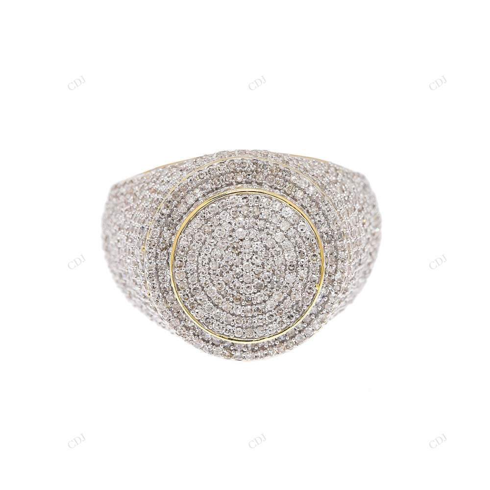 925 Silver Iced Out Gold Trim Round Men's Ring hip hop jewelry customdiamjewel