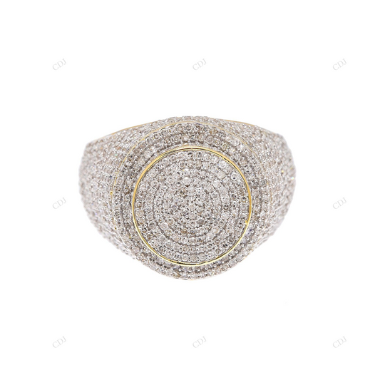 925 Silver Iced Out Gold Trim Round Men's Ring hip hop jewelry customdiamjewel
