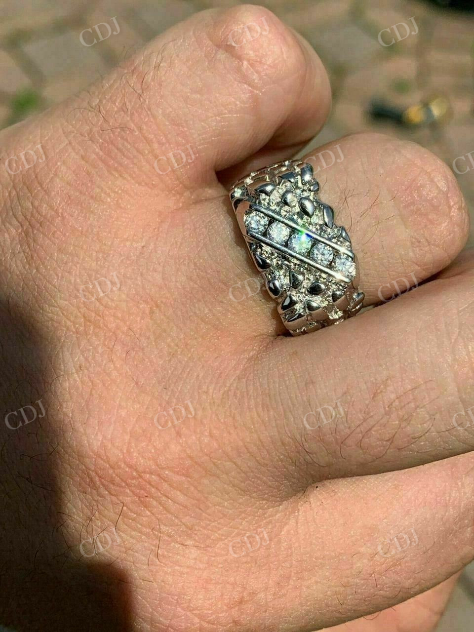 Mens Solid Gold CVD Diamond Iced Hip Hop Ring  customdiamjewel   