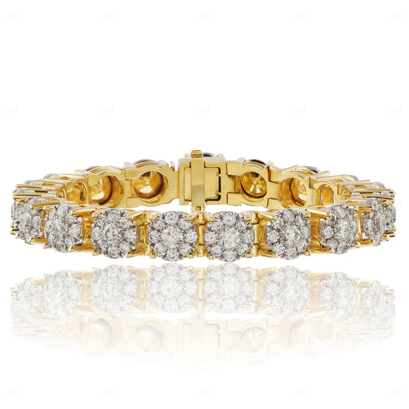 Round VVS Moissanite Yellow Gold Tennis Bracelet CustomDiamJewel