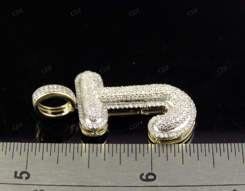 1.4" 0.75 CTW 10K Gold Natural Diamond J Letter Pendant CustomDiamJewel