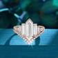 Hexagon and Baguette Cut Lab Grown Diamond Ring Set customdiamjewel