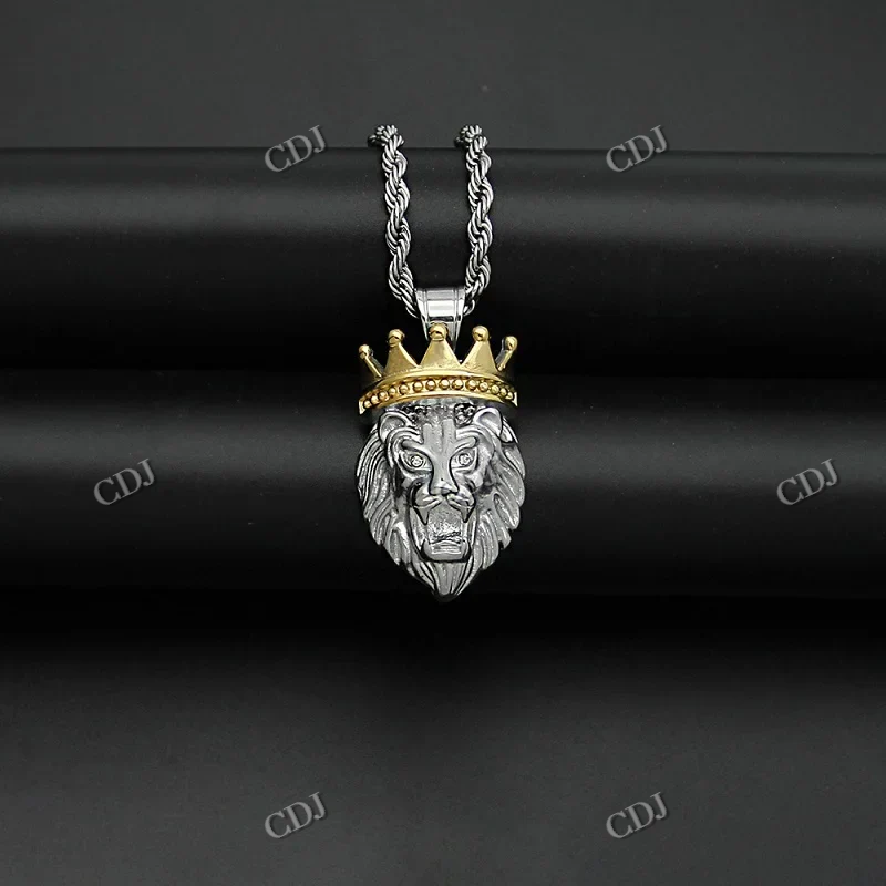 High Quality Lion Face Solid Gold Hip Hop Pendant hip hop jewelry CustomDiamJewel