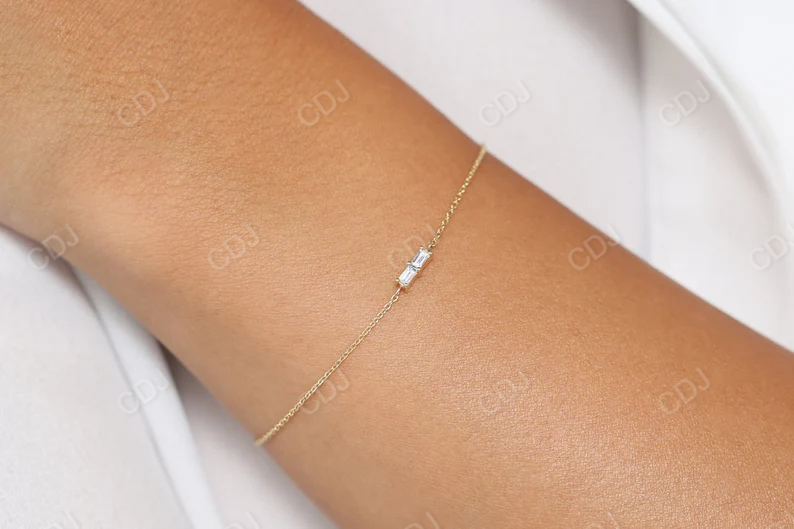 0.12CTW Moissanite Baguette Dainty Diamond Bracelet  customdiamjewel   