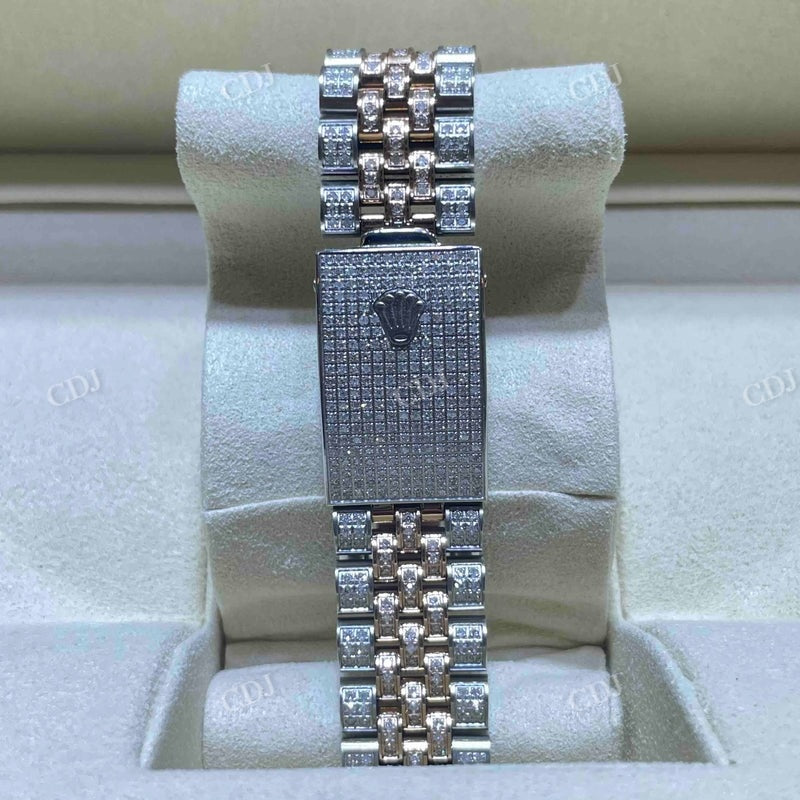 Moissanite Diamond 36mm Brown Dial Rolex Watch customdiamjewel