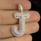1.4" 0.75 CTW 10K Gold Natural Diamond J Letter Pendant CustomDiamJewel
